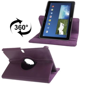 Purple 360 Rotatable Leather Case for Galaxy Note 10.1 (2014)/P600 - 1
