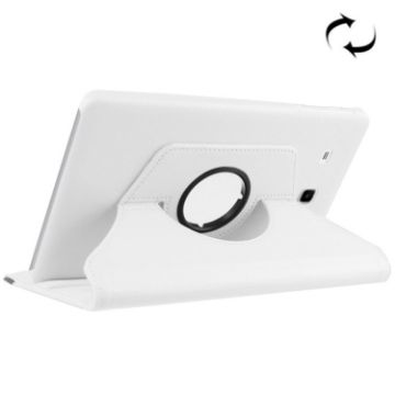 White Litchi Texture Leather Case with 360 Rotation for Galaxy Tab E 9.6 - 1