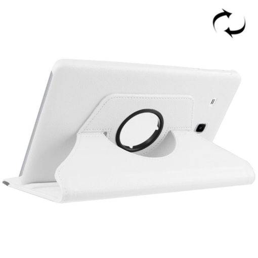 White Litchi Texture Leather Case with 360 Rotation for Galaxy Tab E 9.6 - 1