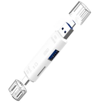 D-188 3 in 1 TF USB Micro USB Type-C Card Reader OTG Adapter White - 1