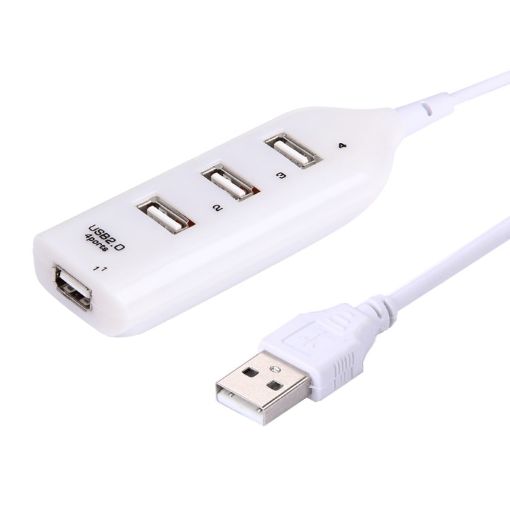 4 Ports USB 2.0 HUB, 30cm Cable, White - Compact and Efficient Connectivity - 1