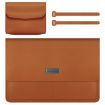 Brown Litchi Pattern PU Leather Laptop Bag 13-14 inch Waterproof Case - 1