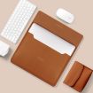 Brown Litchi Pattern PU Leather Laptop Bag 13-14 inch Waterproof Case - 2