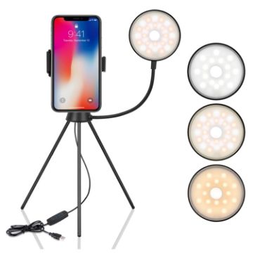 NS-08 LED Dimmable Ring Light with Phone Tripod Stand Holder - 1