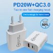 20W PD Type-C + QC 3.0 Fast Charger with USB to 8 Pin Cable US Plug - 3