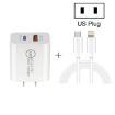 20W PD Type-C + QC 3.0 Fast Charger with USB-C to 8 Pin Cable US Plug - 1