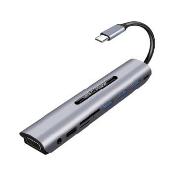 V161B 9-in-1 Type-C Hub: HD/VGA/USB3.0/SD/3.5mm Audio/TF Reader - 1