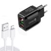Fast Charger F002C QC3.0 USB + USB 2.0 with LED Display & 8 Pin Cable - 1