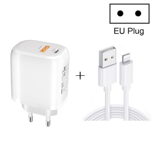 Mini Portable CS-20W Dual Ports Fast Charger with 3A USB to 8 Pin Cable - 1
