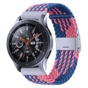 Samsung Galaxy Watch 4/5 20mm Nylon Braided Metal Buckle Band (Z Blue Pink) - 1