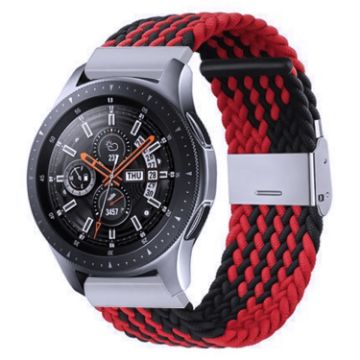 Samsung Galaxy Watch 4/5 20mm Nylon Braided Metal Buckle Band (Z Black Red) - 1