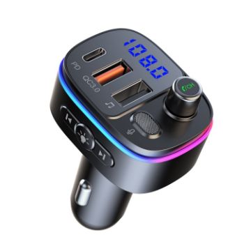 T65 Car Bluetooth FM Transmitter with Dual USB & Type-C QC3.0 Charger - 1