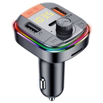 T832 Car Bluetooth FM Transmitter with Colorful Light & QC3.0 Charger - 1