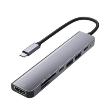 UC902 7-in-1 USB-C Hub: HDMI, SD/TF, 2 USB, Type-C, PD, Aluminum Alloy - 1