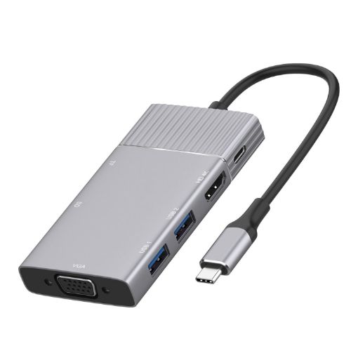 8 in 1 Type-C Hub: HDMI, USB, VGA, SD, TF, 3.5mm Adapter - 1