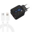 PD03 20W USB Charger with Type-C to 8 Pin Cable, EU Plug, Black - 1
