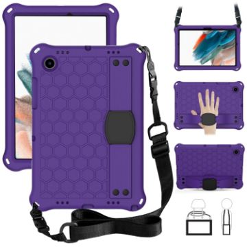 Galaxy Tab A8 10.5 2021 X200/X205 Honeycomb EVA+PC Case Strap Purple - 1