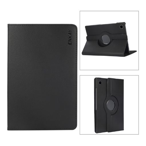 Samsung Galaxy Tab A8 10.5 2021 ENKAY 360 Rotation Leather Case Black - 1