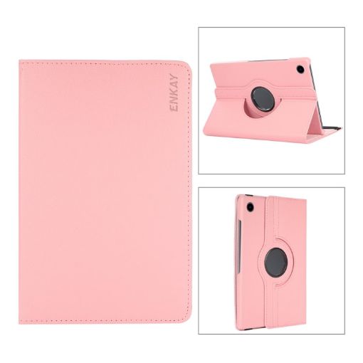 Samsung Galaxy Tab A8 10.5 2021 Pink 360 Rotation Leather Case - 1