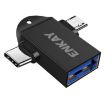 ENKAY ENK-AT112 2 in 1 Type-C & Micro USB to USB 3.0 OTG Adapter Black - 1
