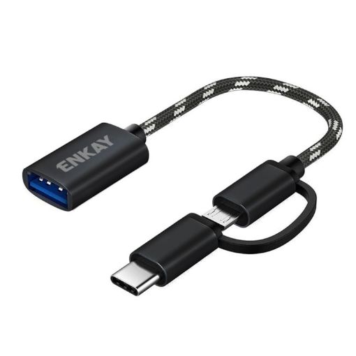 ENKAY ENK-AT113 2 in 1 Type-C/Micro USB to USB 3.0 OTG Adapter Cable - 1
