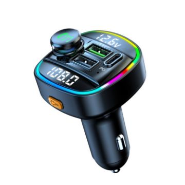C22 Bluetooth 5.0 FM Transmitter with LED, Voltage Display, QC 3.0 PD Charger - 1