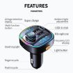 C22 Bluetooth 5.0 FM Transmitter with LED, Voltage Display, QC 3.0 PD Charger - 5