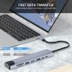 JUNSUNMAY 8 in 1 Type-C Dock: 4K HDMI, Ethernet, PD Charge, SD/TF Reader - 4
