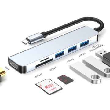 ENKAY Hat-Prince 6 in 1 USB-C Hub: 4K HDMI, SD/TF Card Reader Adapter - 1