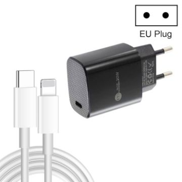 PD11 20W Fast Charger USB-C PD3.0 with 1m Type-C to 8 Pin Cable, EU Plug - 1