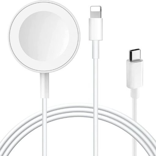 2 in 1 USB Magnetic Charging Cable for Apple Watch & iPhone, 1.2m Long - 1