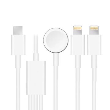 3 in 1 Type-C Magnetic Charging Cable for Apple Watch & iPhone, 4ft/1.2m - 1