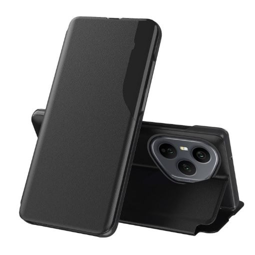For Honor 400 Pro Global Leather Flip Phone Case Black 160.8mm Holder - 1