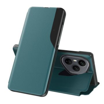 For Honor 400 Pro Global Leather Flip Phone Case, Green, 160.8mm Holder - 1