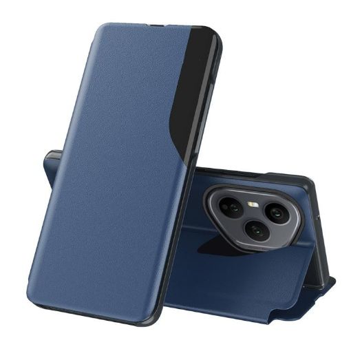 For Honor 400 Pro Global Blue Leather Flip Phone Case 160.8mm Holder - 1