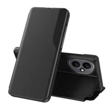For Honor 400 Global 156.5mm Flip Holder Leather Phone Case Black - 1