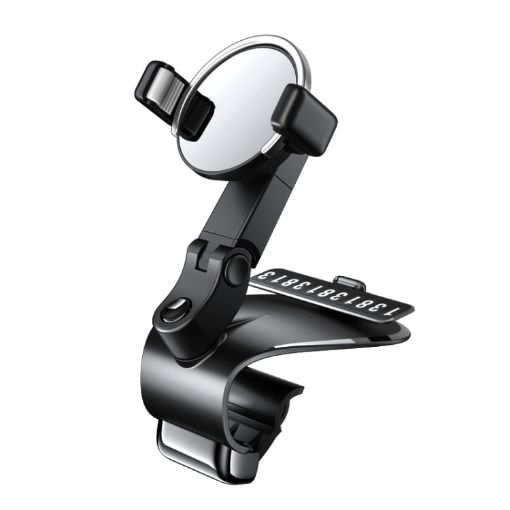 360 Rotation Car Dashboard Mount Phone Holder with Parking Sign (Black) - 1