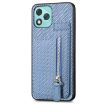 For Honor 400 Lite Global Carbon Fiber Flip Zipper Phone Case Blue - 2