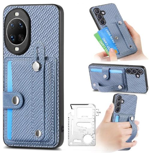 Huawei nova 14 Pro Blue Wristband Kickstand Card Wallet Phone Case - 1