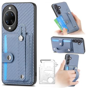 Huawei nova 14 Ultra Blue Wristband Kickstand Card Wallet Phone Case - 1