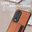 For Honor 400 Lite Brown Carbon Fiber Magnetic Card Bag Phone Case - 8