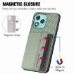 For Honor 400 Lite Green Carbon Fiber Magnetic Card Bag Phone Case - 3