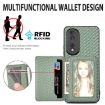For Honor 400 Lite Green Carbon Fiber Magnetic Card Bag Phone Case - 4