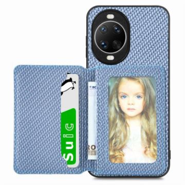 Huawei nova 14 Ultra Blue Carbon Fiber Magnetic Card Bag Phone Case - 1