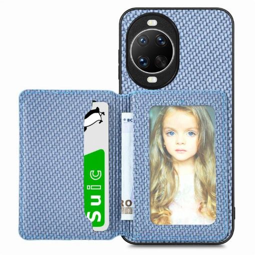 Huawei nova 14 Ultra Blue Carbon Fiber Magnetic Card Bag Phone Case - 1