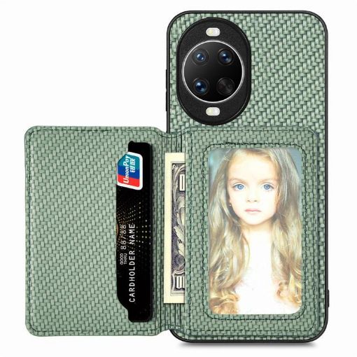 Huawei nova 14 Ultra Green Carbon Fiber Magnetic Card Bag Phone Case - 1