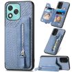For Honor 400 Lite Blue Carbon Fiber Flip Zipper Wallet Phone Case - 1
