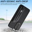 For Honor 400 Lite Blue Carbon Fiber Flip Zipper Wallet Phone Case - 8