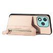 For Honor 400 Lite Khaki Carbon Fiber Flip Zipper Wallet Case - 3