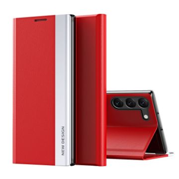 Samsung Galaxy S24 5G Red Leather Phone Case with Electroplated Sides - 1
